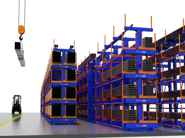 Electric heavy duty pipe storage racks