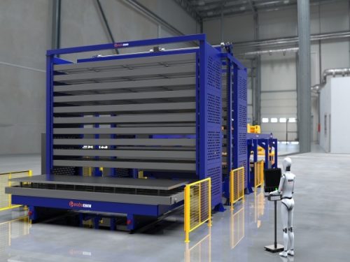 Automation tow two loading and unloading & plate storage warehouse