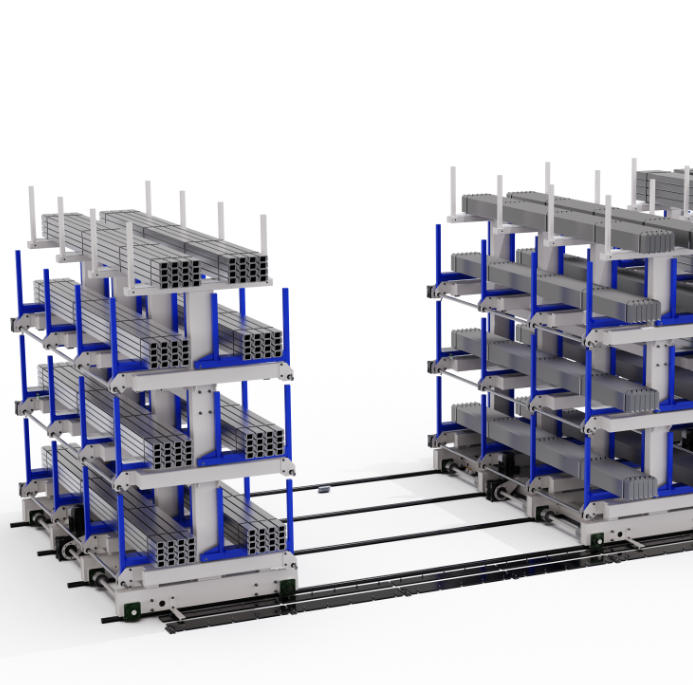 Industrial High Capacity Rail Telescopic Cantilever Rack System Solution for Profile Steel Metal Pipe
