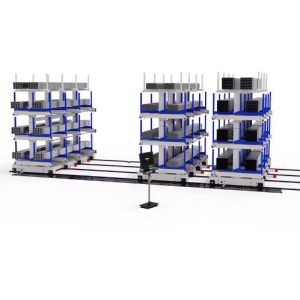 Mobile telescopic cantilever shelves