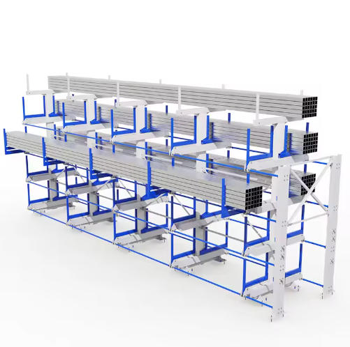 Mobile telescopic cantilever shelves