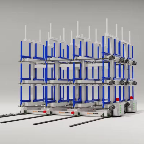 Mobile telescopic cantilever shelves