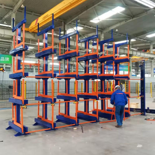 Warehouse Heavy Duty Roll Out Pipe Shelves Telescopic Cantilever Storage for Steel Pipe Storage Racks