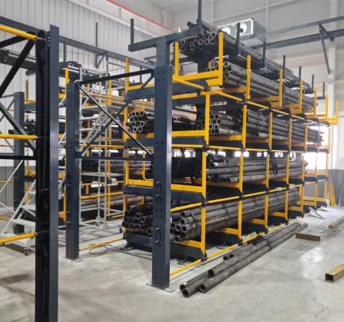 Telescoping Pie Rack High-Density Telescoping Cantilever Rack for Metal Tube and Bar Storage ...