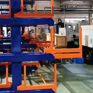 Telescopic Cantilever Shelves of Long Material Storage in Manufacturing