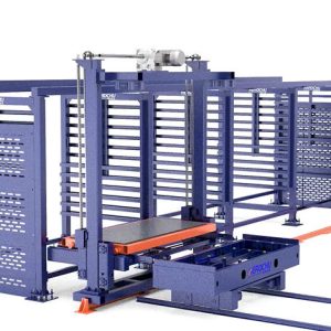 Twin-Tower, Four-Row Automated Metal Plate Storage Side-Discharge Silo and Double-Beam Robotic Arm