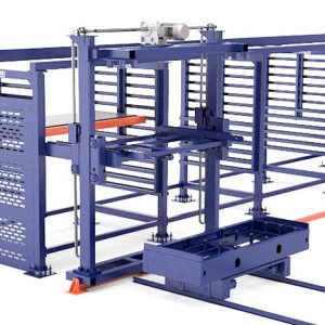 Double-Tower Four-Row Metal Plate Storage Rack – Side Discharge with Dual-Beam Manipulator for High-Density Automation