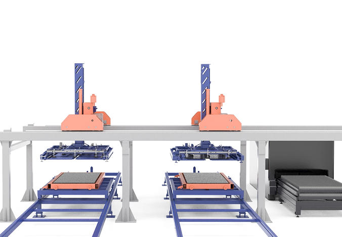 Twin-Tower, Four-Aisle Metal Plate Storage and Side-Discharge Rack System with Dual-Beam Manipulator – The Future of Sheet Metal Logistics