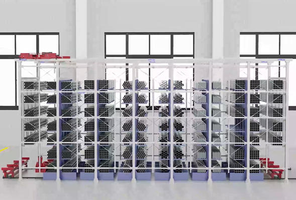 Transform Your Facility with a Ceiling-Mounted Smart Section Bar Stereoscopic Steel Pipe Storage Warehouse