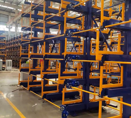 Heavy-Duty Crank-Out Cantilever Racking System for Pipe Storage