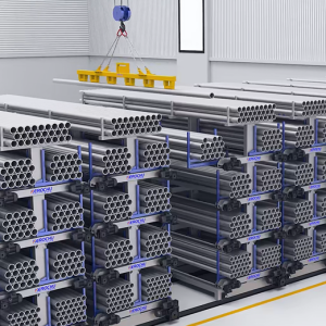 Rail-type movable pipe fitting storage rack