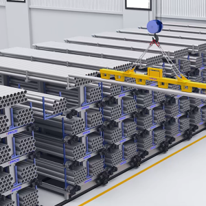 Rail-type movable pipe fitting storage rack