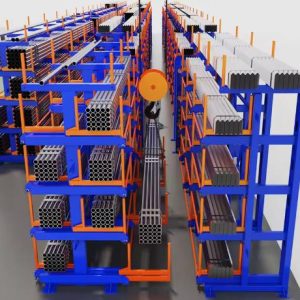 Industrial Telescopic Cantilever Storage Rack With Forklift Access for Steel Pipe and Construction Material Warehousing
