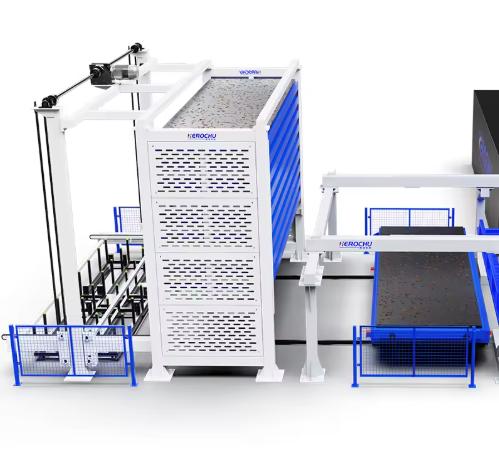 High-Density Vertical Sheet Metal Storage System with Robotic Handling