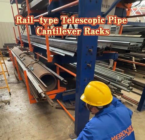 Telescopic Cantilever Long Materials Shelves | Herochu Heavy-Duty Racking for Steel and Aluminum Profiles