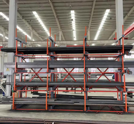 Large Load Capacity Warehouse Storage – Heavy Duty Cantilever Metal Shelves for Tubular Storage