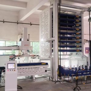 Automated sheet metal magazine with internal loading