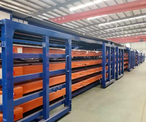 Electric Powered Industrial Steel Sheet Rack – Motorized Full-Extension Drawers up to 20 Tons per Level