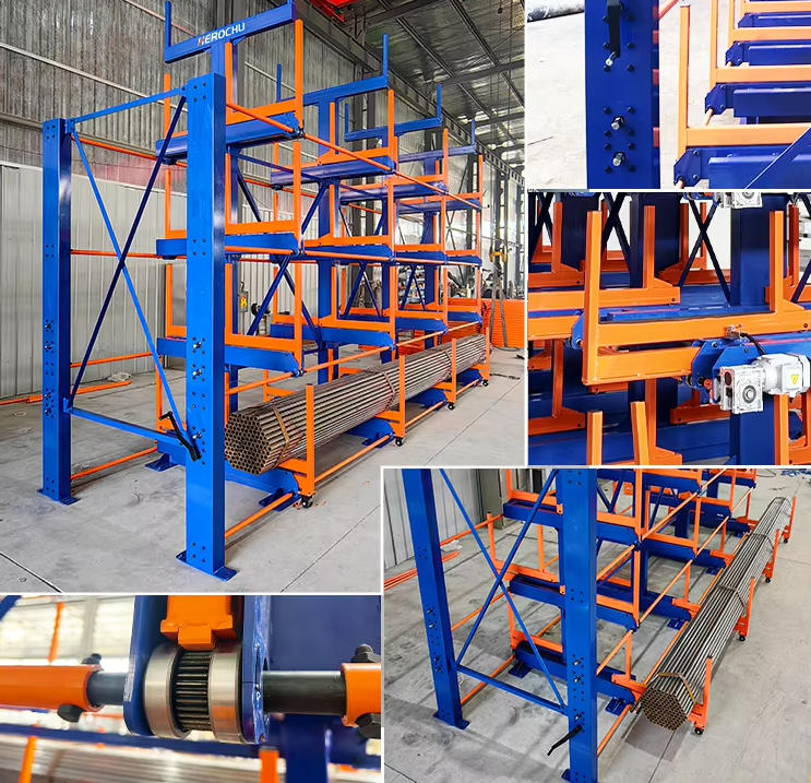 Telescopic Arms Carbon Steel Industrial Long Pipe Steel Bar Storage System by Herochu