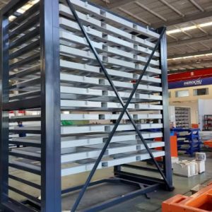 Forklift-Accessible Sheet Storage Rack – Herochu Vertical System for 2–6 Ton Loads
