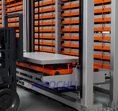 Multi-tower single-row intelligent three-dimensional sheet material storage