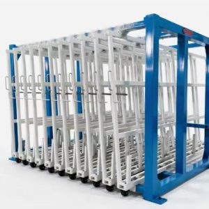 Vertical Roll-Out Sheet Metal Storage Rack – Heavy-Duty Industrial Racking System