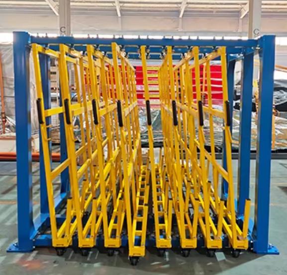 Heavy Duty Vertical Roll-Out Sheet Metal Rack for Industrial Workshops