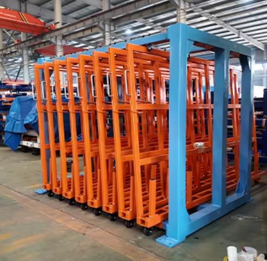 Heavy Duty Vertical Roll-Out Sheet Metal Rack for Industrial Workshops