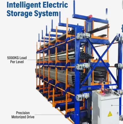 Smart Electric Telescopic Cantilever Rack - Heavy Duty Industrial Storage System