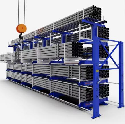 Custom Telescopic Cantilever Rack for Heavy-Duty Metal Pipe Storage