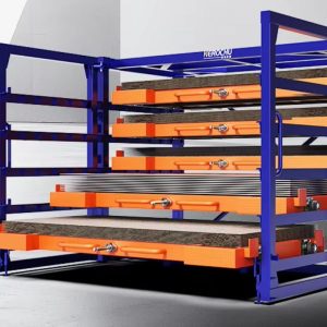 Heavy Duty Hand-Cranked Metal Plate Storage Rack with Precision Slide Rails