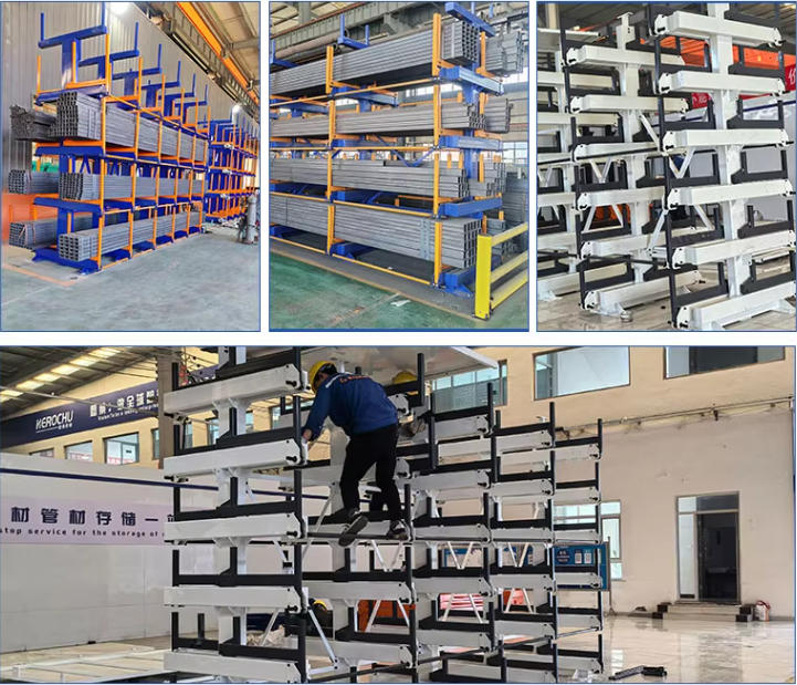 Heavy-Duty Cantilever Rack for Industrial Pipe Storage