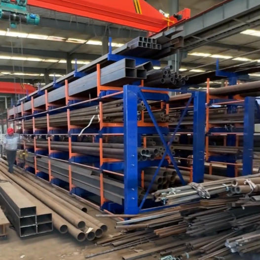 Heavy-Duty Cantilever Rack for Industrial Pipe Storage