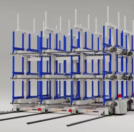 Heavy-Duty Rail-Type Telescopic Cantilever Racks for Long Material Storage