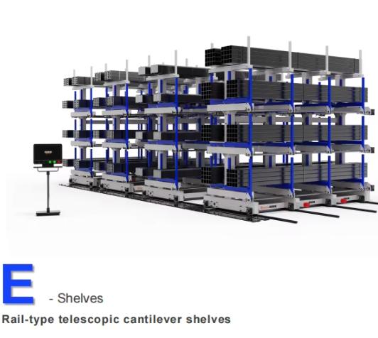 Heavy-Duty Rail-Type Telescopic Cantilever Racks for Long Material Storage