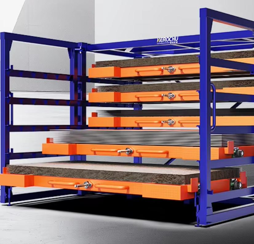 Heavy-Duty Hand-Cranked Roll-Out Sheet Metal Storage Racking System