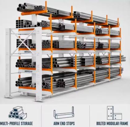 Long Span Steel Storage Rack for Profiles, Pipes & Extrusions