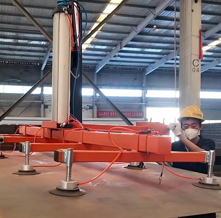 Pneumatic Vacuum Manipulator for Metal Sheets: Column-Mounted Lifting System