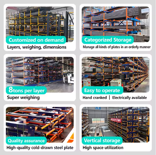 Heavy Duty Telescopic Cantilever Rack for Steel Bars, Pipes & Angles