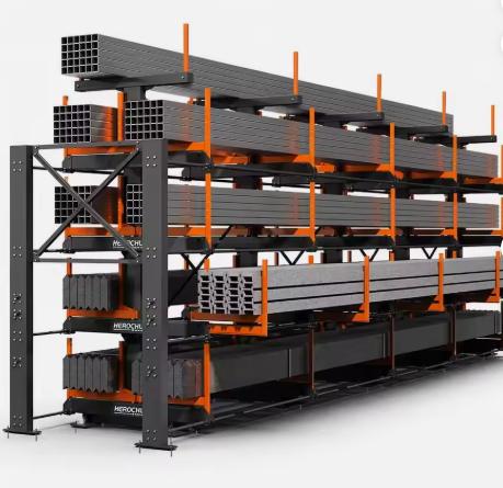 Customized Heavy Duty Roll-Out Cantilever Rack for Square & Rectangular Pipes
