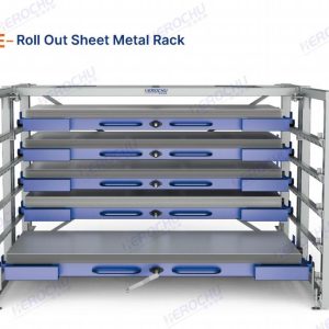 Customizable Crank Operated Aluminum Sheet Rack for Fabrication Shops