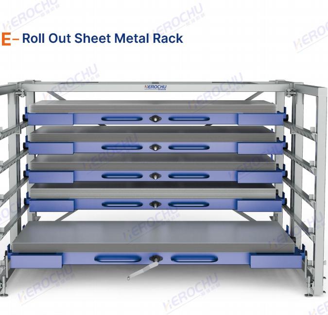 Customizable Crank Operated Aluminum Sheet Rack for Fabrication Shops