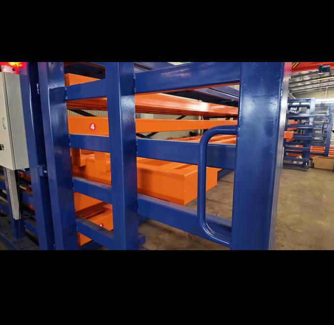 Motorized Sheet Metal Rack with Roll-Out Drawers